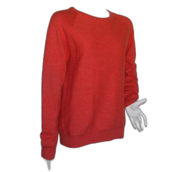 J.CREW Rugged Sweater, Slim L, Red/Orange, Cotton, Raglan LS - Picture 2 of 11